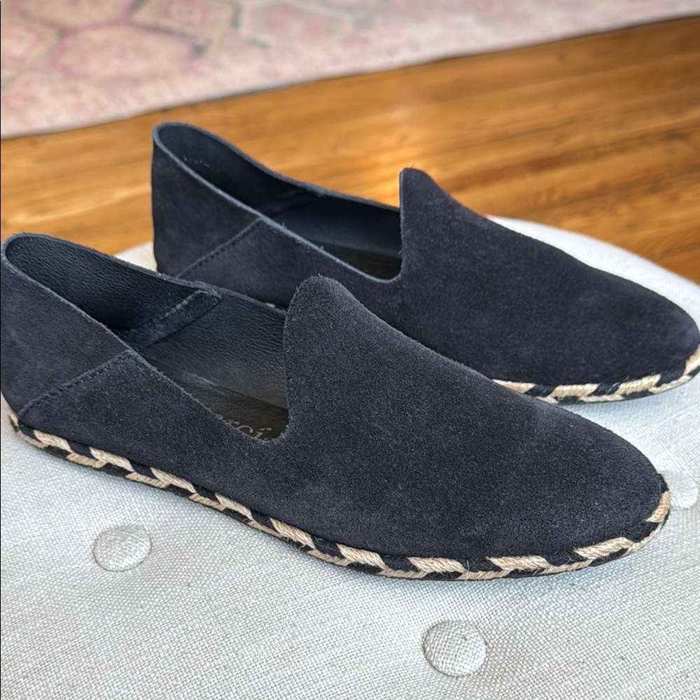 Pedro Garcia Yuli Black / Tan Suede Loafers Slip On Espadrilles Women's 38
